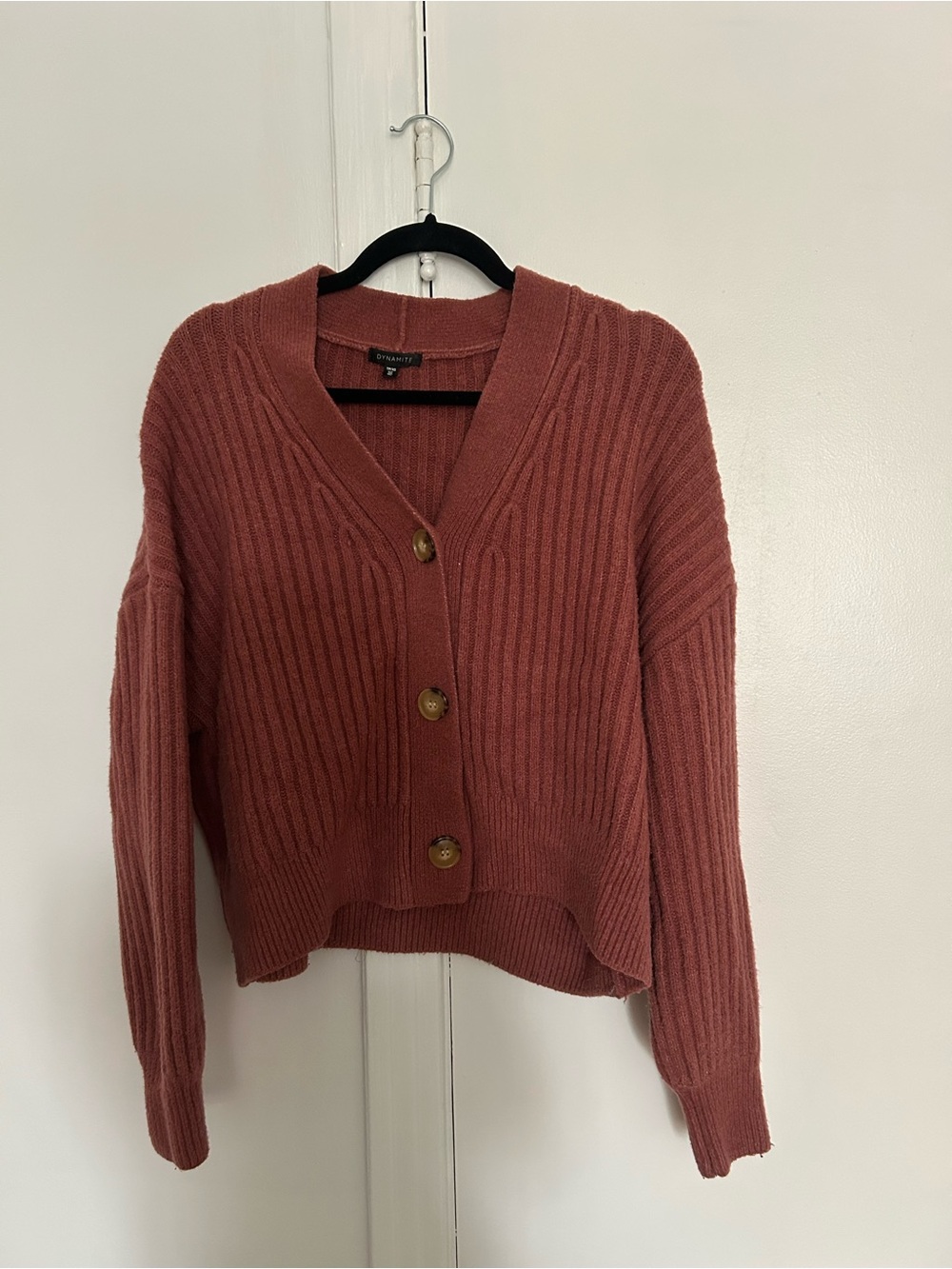 Dynamite Ribbed V-Neck Button Cardigan